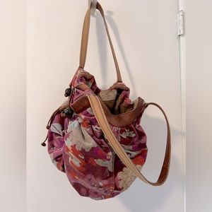Lucky Brand velvet and leather shoulder bag